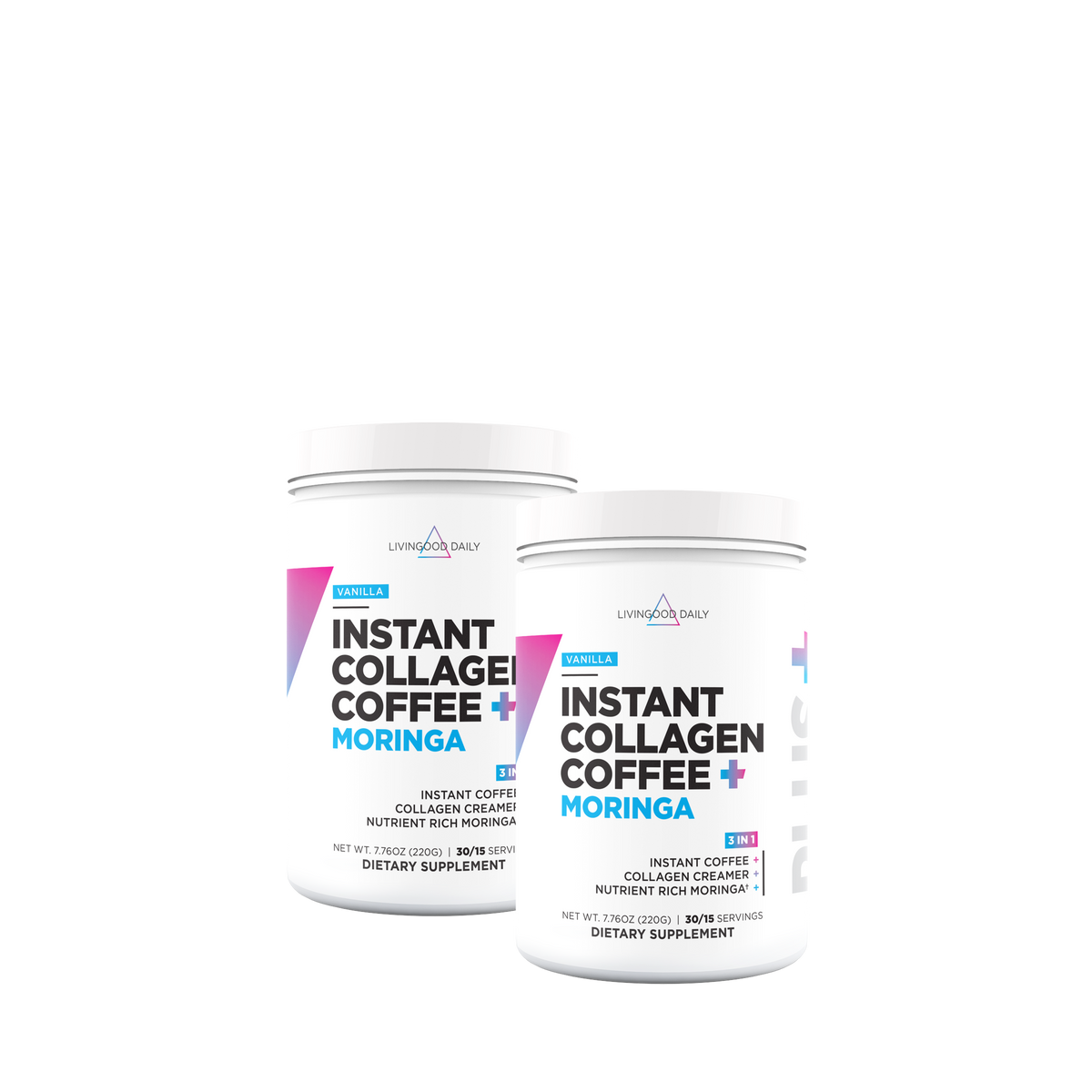 Livingood Daily Instant Collagen Coffee + Moringa (Vanilla) - (2-Pack)