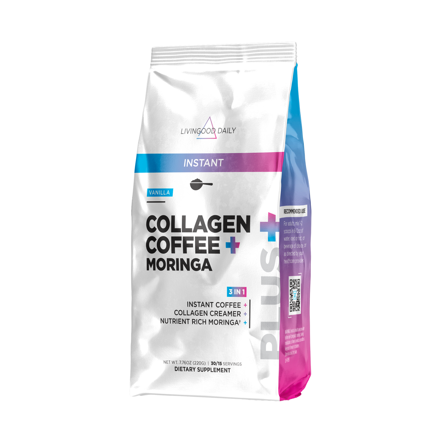 Livingood Daily Instant Collagen Coffee + Moringa (Vanilla) - (2-Pack)