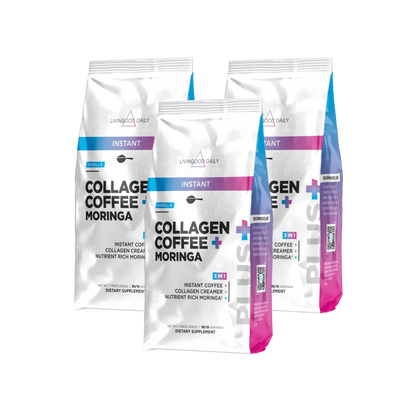 Livingood Daily Instant Collagen Coffee + Moringa (Vanilla) - (3-Pack)
