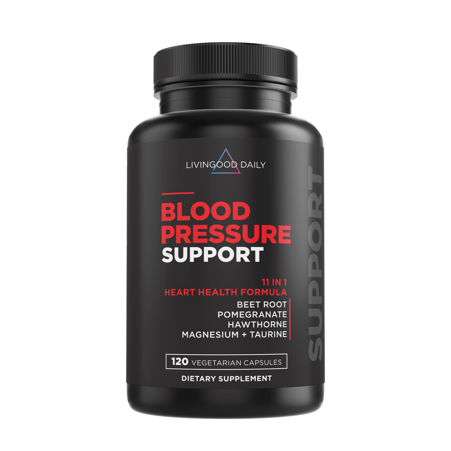 Blood Pressure Support Supplement Bottle Heart Health Formula Vegetarian Capsules