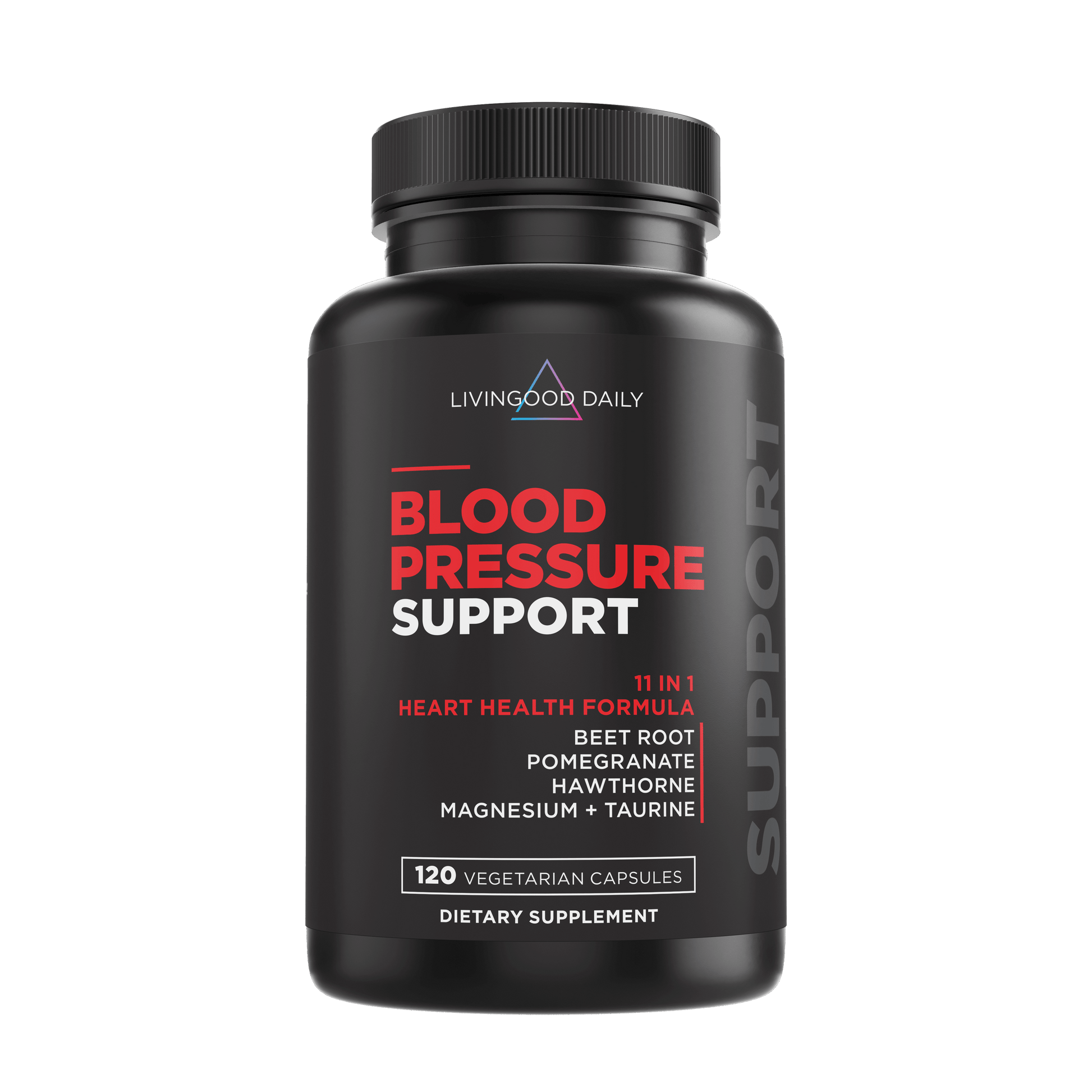 Blood Pressure Support Supplement Bottle Heart Health Formula Vegetarian Capsules