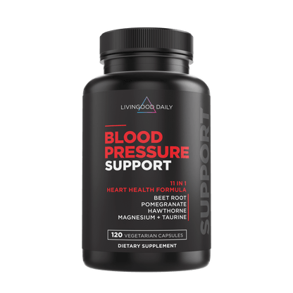 Blood Pressure Support Supplement Bottle Heart Health Formula Vegetarian Capsules