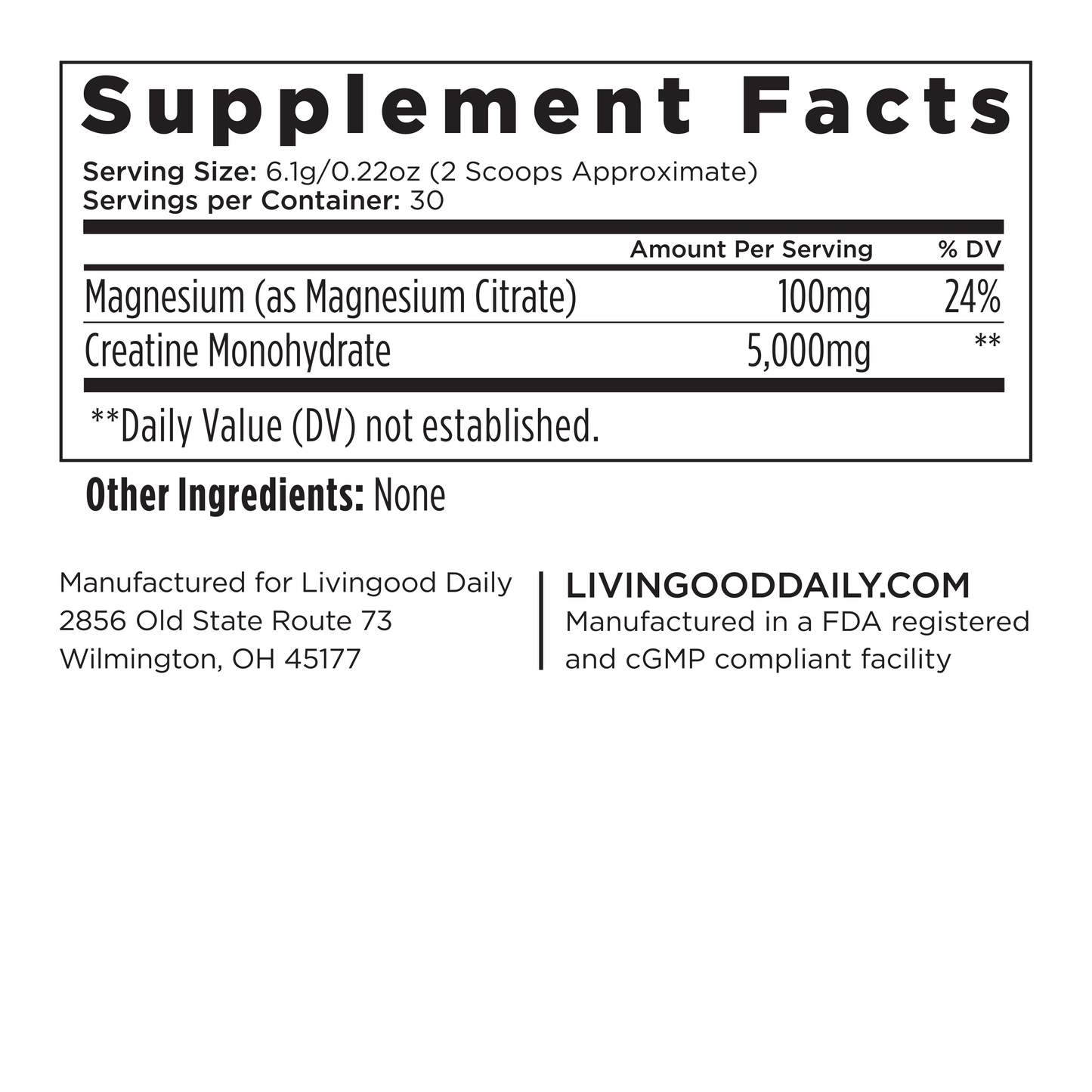 Livingood Daily Creatine + Magnesium (6-Pack)