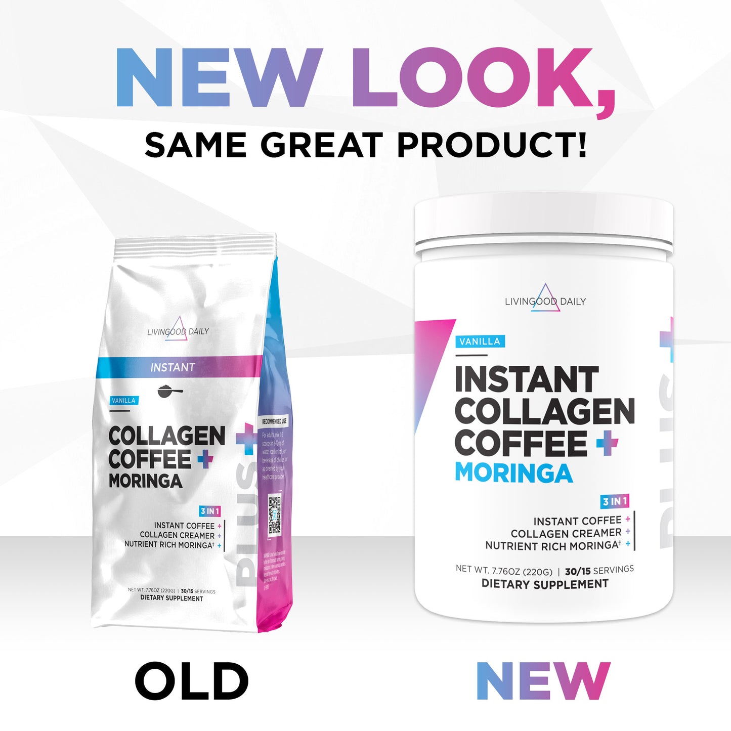 Livingood Daily Instant Vanilla Collagen Coffee + Moringa